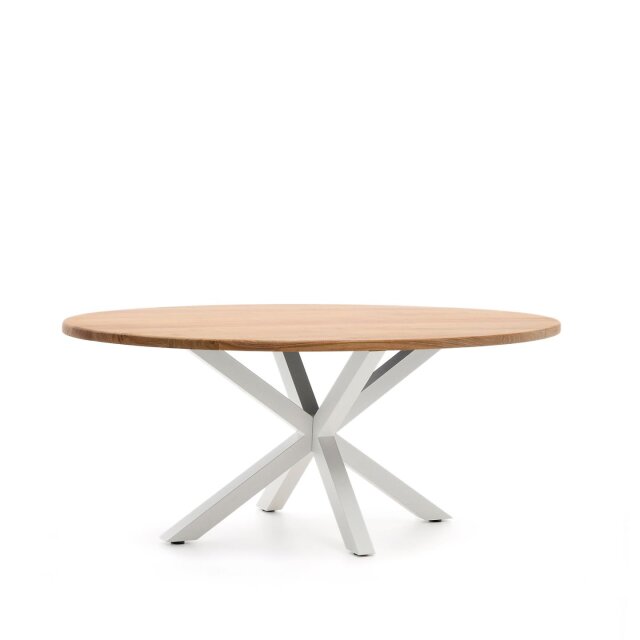 Stol Argo Oval Acacia White Steel  200 x 100 cm