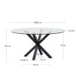 Stol Argo Round Glass Black Steel Ø 150 cm