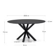 Stol Argo Round Black Glass Black Steel  Ø 150 cm