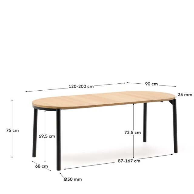 Produljivi stol Montuiri Oak Black