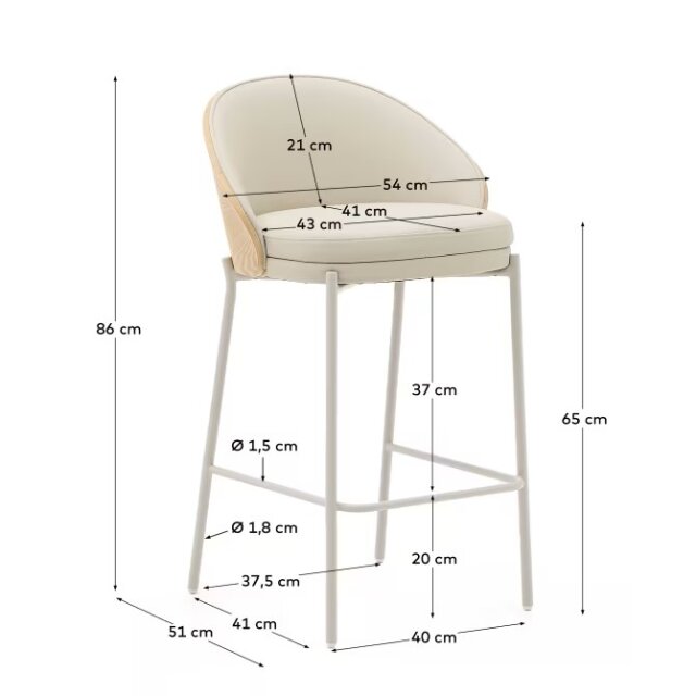 Polubarska stolica Eamy Beige Faux Leather