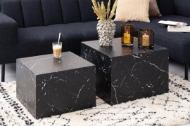 Stolić za kavu Dice Square Marquina Black, set od 2