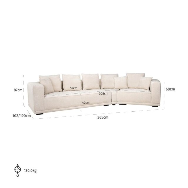 Sofa Lusso Beige Chenile, četverosjed