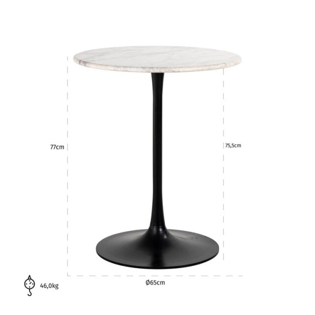 Bistro stol Carlten Black/White Ø65 cm