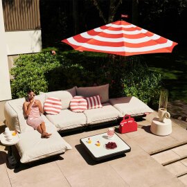 Suncobran Stripesol Red ø350 cm + crna baza