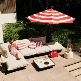 Suncobran Stripesol Red ø350 cm + siva baza