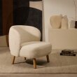 Fotelja Ulit White Boucle Wood Natural Finish