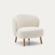 Fotelja Ulit White Boucle Wood Natural Finish