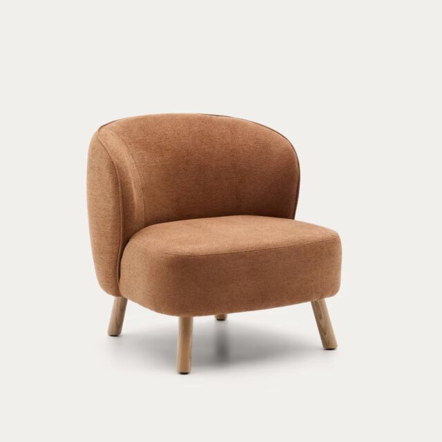 Fotelja Ulit Terraccota Boucle Wood Natural Finish