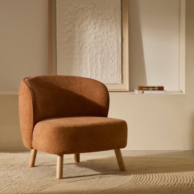 Fotelja Ulit Terraccota Boucle Wood Natural Finish