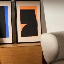 Slika Zernu Orange Black Hand Painted 42x65 cm