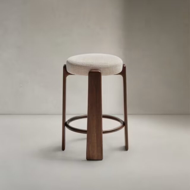 Barska stolica Granit Beige Chenille/Walnut