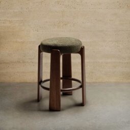 Polubarska stolica Granit Green Chenille/Walnut