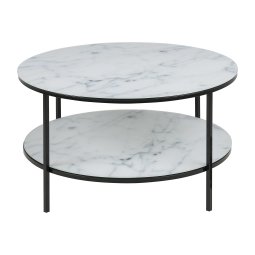 Stolić za kavu Alisma Round Shelf Glass White/Black