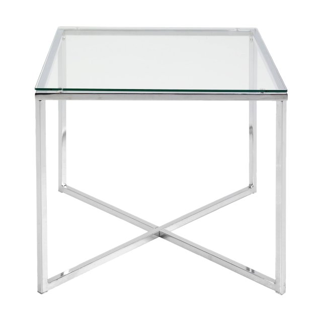 Pomožna miza Cross Square Glass Clear/Metal