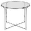 Pomožna miza Cross Round Glass Clear/Metal