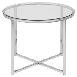 Pomožna miza Cross Round Glass Clear/Metal