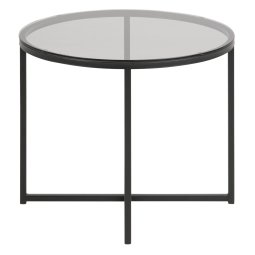 Pomoćni stolić Cross Round Glass Grey/Black