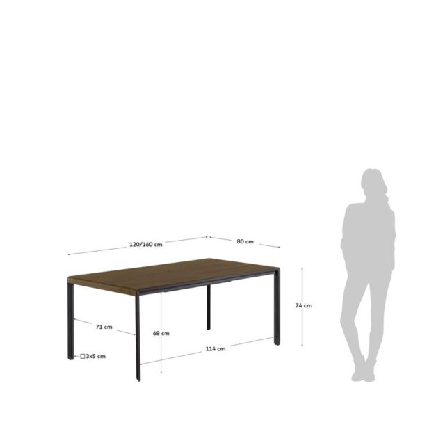 Produljivi stol Nadyria Walnut 120(160)x80 cm