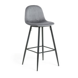 Barski stol Nilson Velvet Grey/Black