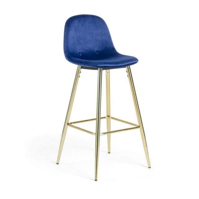 Barska stolica Nilson Velvet Blue/Gold
