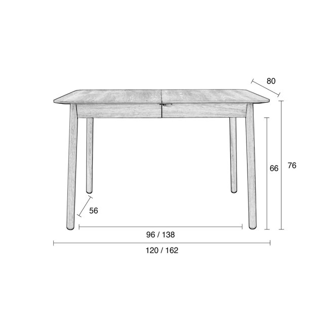 Produljivi stol Glimps 120/162x80 cm Walnut