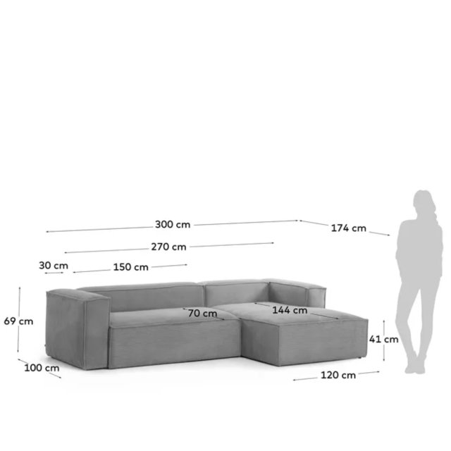 Kutna sofa Blok Right Grey