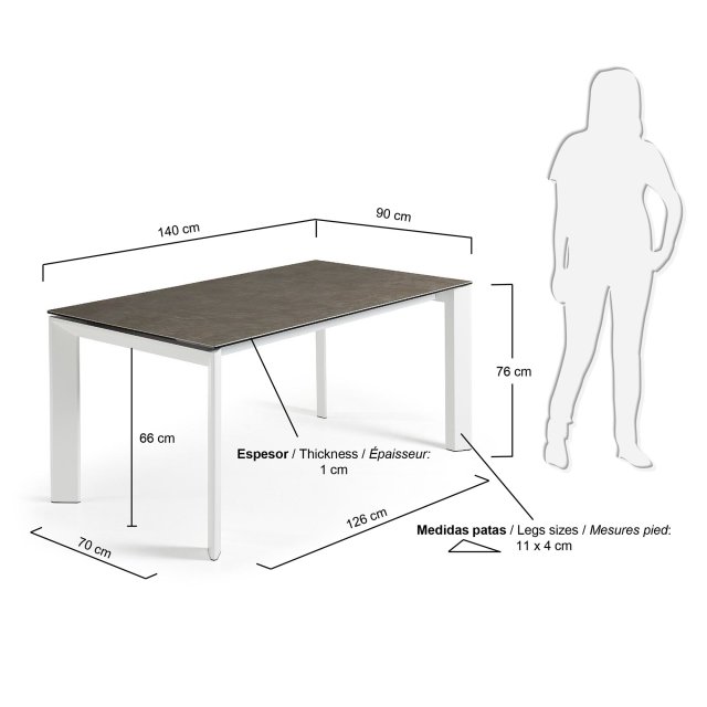 Produljivi stol Atta 140/200x90 cm Ceramic Brown/White