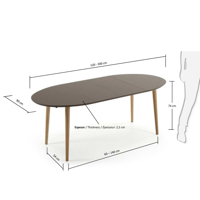 Produljivi stol Oakland Brown 120(200)x90 cm