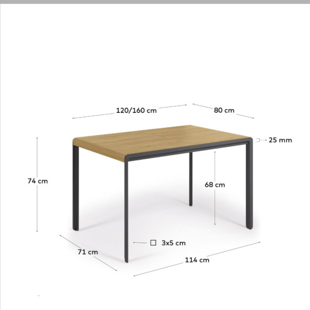 Raztegljiva miza Nadyria 120(160)x80 cm