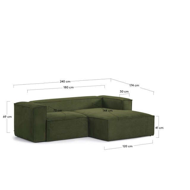 Sofa Blok Right Green Corduroy