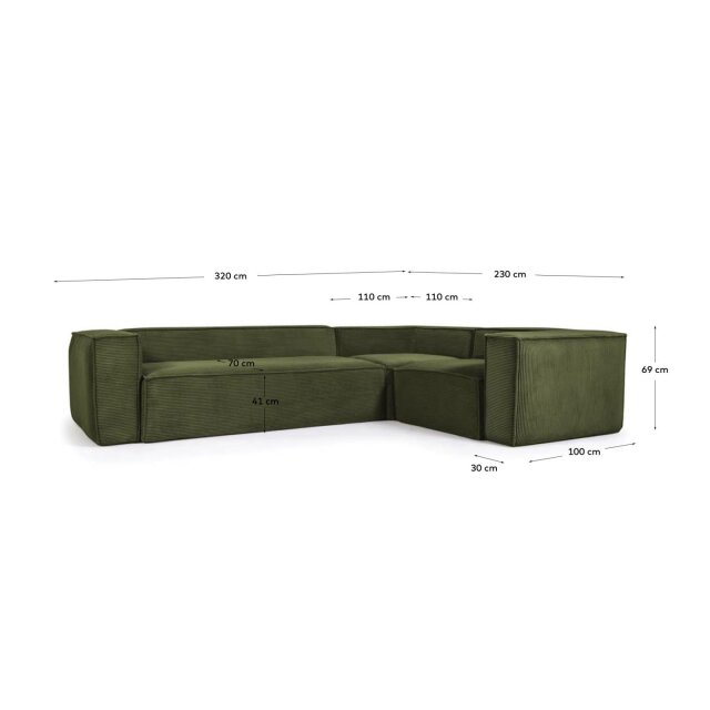 Kutna sofa Blok Green Corduroy