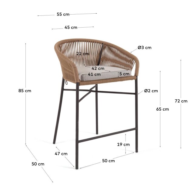 Barski stol Yanet Beige 65cm