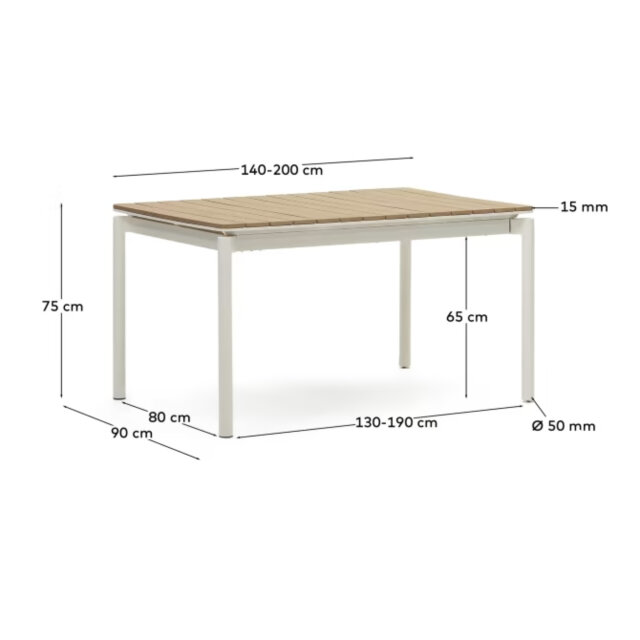 Produljivi stol Canyelles White 140(200)x90 cm