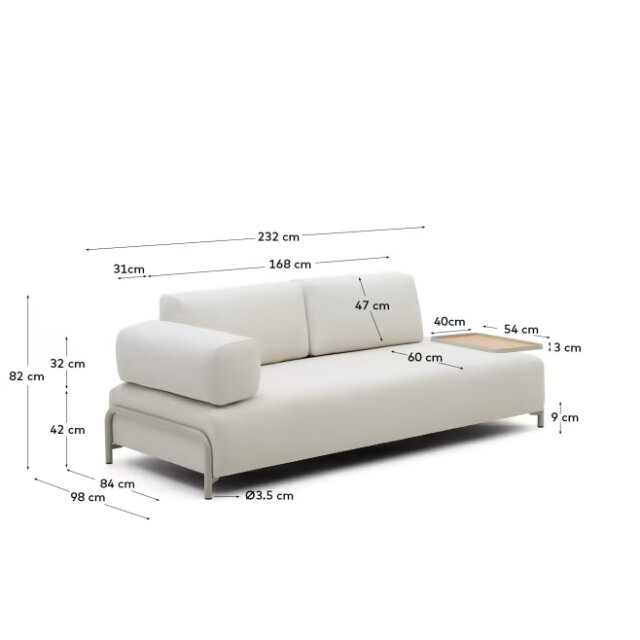 Sofa Compo Tray Chenille Beige